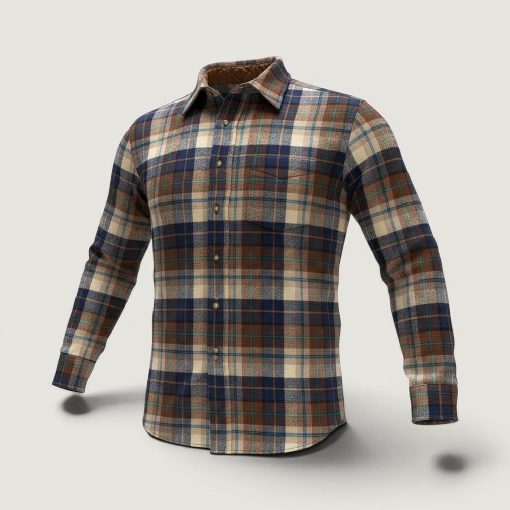 Vtg Pendleton Board Shirt Mens L Brown Navy Plaid Virgin Wool USA Made Dad Gorp
